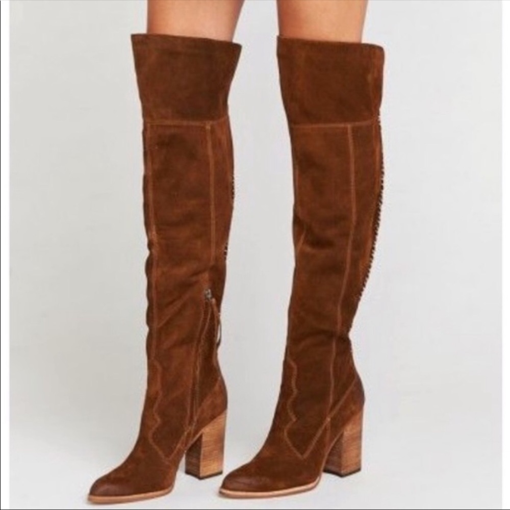 Dolce Vita suede over the knee brown heeled boots - Picture 3 of 12